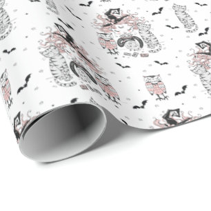 Kleine hidjameisjes met vleermuizen en eigenaars cadeaupapier