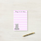 Kleine hippo-lijst bevestigen post-it® notes (Op bureau)