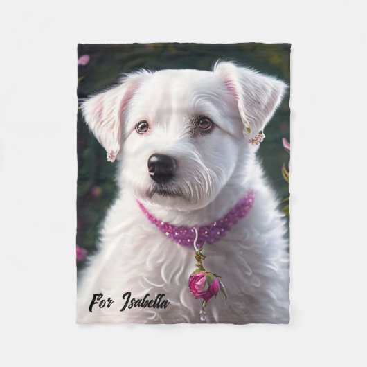 Kleine hond en Roos Collectie Fleece Deken (Voorkant)