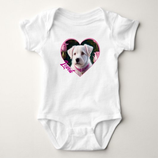 Kleine hond en Roos Collectie Romper (Voorkant)