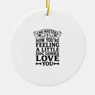 Kleine Hond Hou Van Jou Vintage Typografie Ontwerp Keramisch Ornament