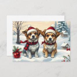 Kleine Honden in Preppy Winter Kleding en Pet Kaar