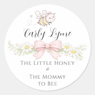 Kleine Honey Mamá to Bee baby shower naam toevoeg Ronde Sticker