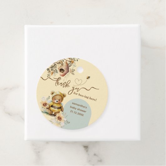 Kleine honing Beer Baby shower Bedankt hier Bedankjes Labels (In situ)