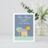 Kleine huis en boom met Sun New Home Aankondigingskaart (Staand voorkant)