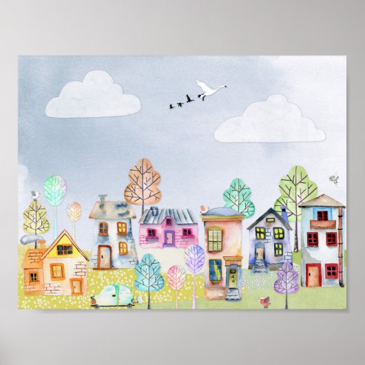 Kleine huislandschap poster (Voorkant)