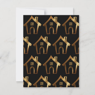 Kleine Huizen Die We Hebben Verhuisd Zwart & Goud Kaart