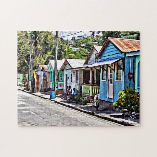 Kleine huizen in Ste-Lucia Legpuzzel (Horizontaal)