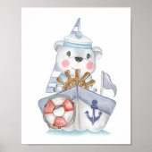 Kleine ijsbeer op een boot poster (Voorkant)