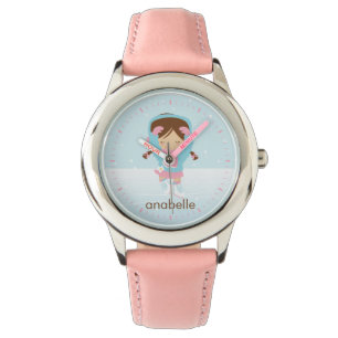 Kleine Ijsschaatser {roze} Horloge