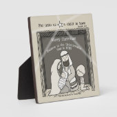 Kleine jongen bij de kerst van Manger-Merry Fotoplaat (Voorkant)