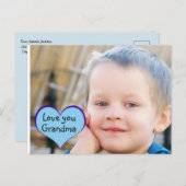 Kleine jongen blauw hart "hou van je oma" briefkaart (Voorkant / Achterkant)