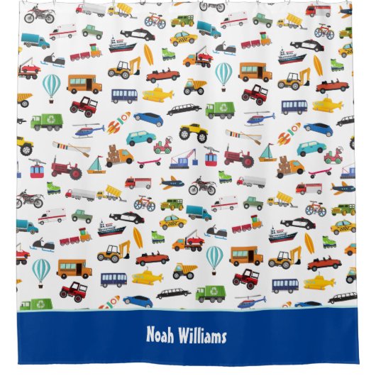 Kleine jongen dingen die Kind van auto's verplaats Douchegordijn (Voorkant)