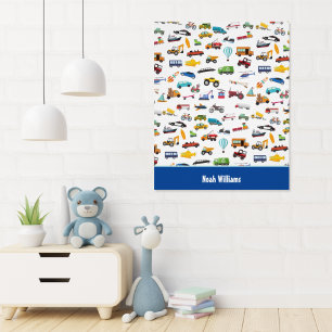 Kleine jongen dingen die Kind van auto's verplaats Poster