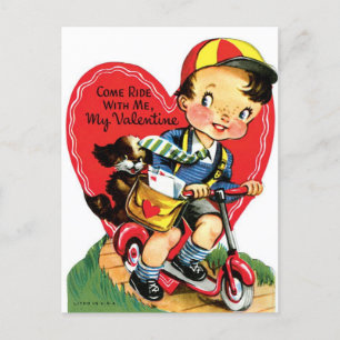  kleine jongen en hond op scooter Valentijn Briefkaart