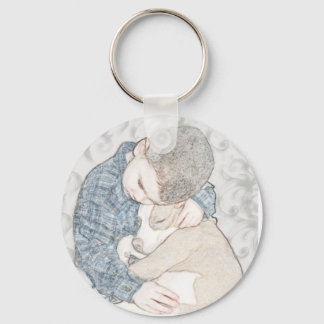 Kleine jongen en puppy sleutelhanger