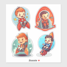 Kleine jongen in een Rocket | Wetenschap en ruimte Sticker