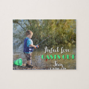 Kleine jongen Vist angst uit te steken Legpuzzel