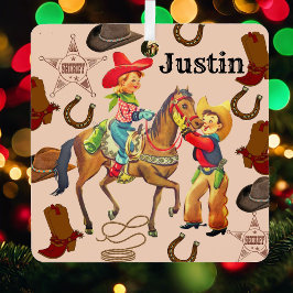 Kleine jongens Cowboy Wish List kerst Metalen Ornament