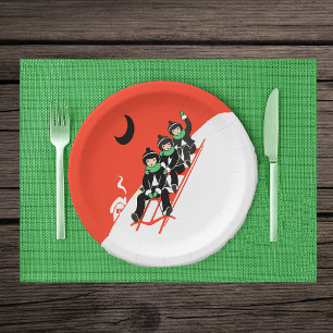  kleine jongens die sneeuwpoppen papieren bordje