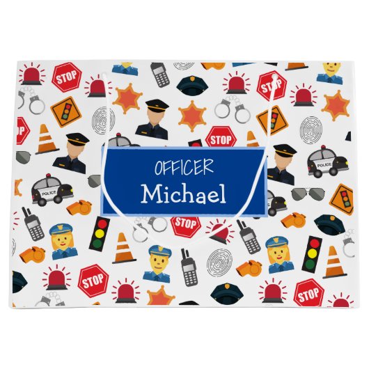 Kleine jongens Politieagent Pattern Kinder Groot Cadeauzakje (Voorkant)
