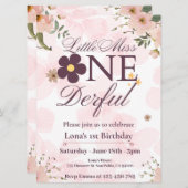 kleine juffrouw 1e verjaardag uitnodiging (Voorkant / Achterkant)