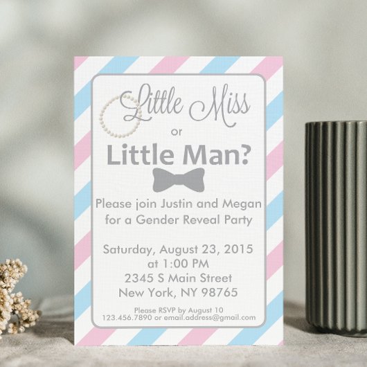 Kleine juffrouw of kleine Man Genderuitnodiging on Kaart