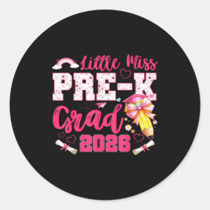 Kleine juffrouw pre-k afgestudeerd 2026 coquette k ronde sticker