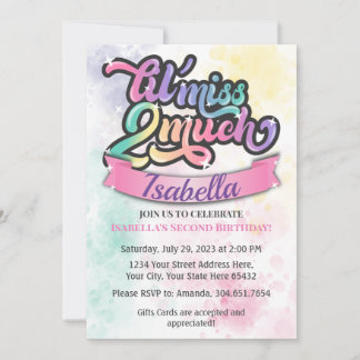 Kleine juffrouw TWEE veel verjaardagsuitnodiging! Kaart