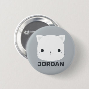 Kleine kat met persoonlijke naam bevestigen ronde button 5,7 cm