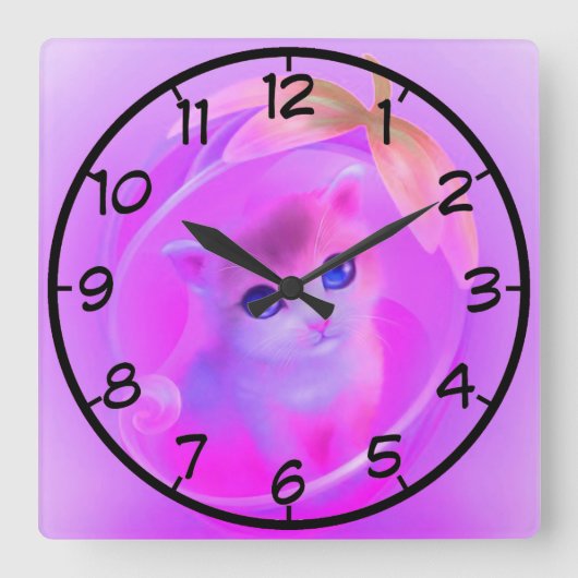 kleine kat vierkante klok (Voorkant)