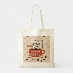 Kleine kattenpootafdrukken en koffiebonen Poster Tote Bag