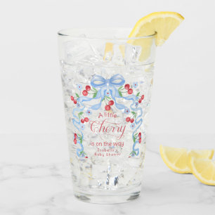Kleine kers blauwe strik baby shower glas