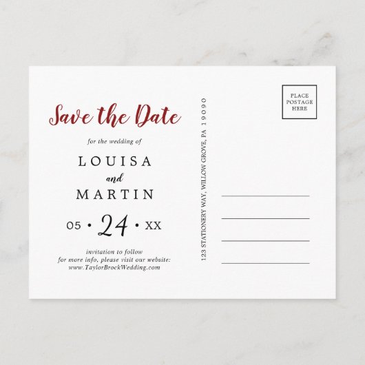 Kleine kerst met penseelrode marinier met de datum feestdagenkaart (Achterkant)