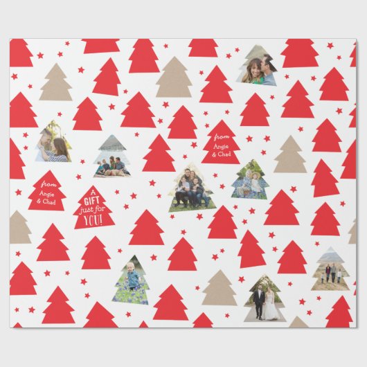 Kleine kerstbomen Aangepaste foto-cadeauverpakking Cadeaupapier (Vlak)