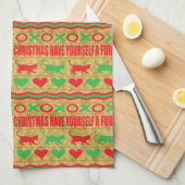 Kleine kerstkatjes theedoek (Quarter Fold)