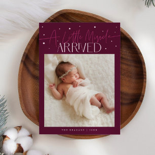 Kleine Kerstmirakel Cranberry Foto Geboorte Aankondiging