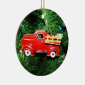 Kleine Kerstmis Rode Ophaalwagen Ornament (Rechts)