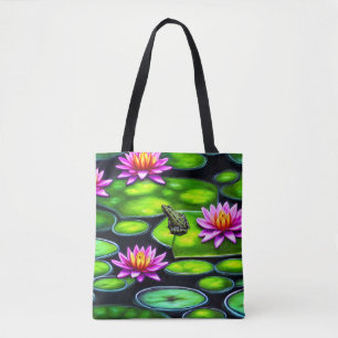 Kleine kikker op Lily Pad Draagtas