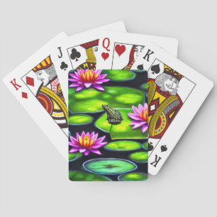 Kleine kikker op Lily Pad Pokerkaarten