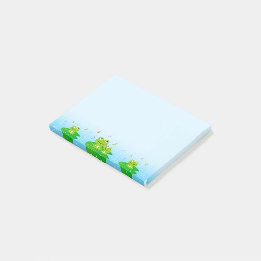 Kleine kikkers in licht blauw post-it® notes (Schuin)