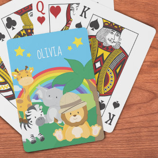 Kleine Kinder Safari-Oerwouden en voornaam Pokerkaarten