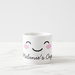 Kleine kinderbeker met leuke cartoon gezicht espresso kop