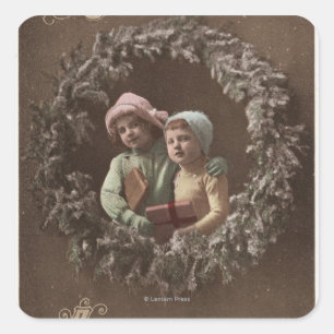 Kleine Kinderen in Armclasp Vierkante Sticker