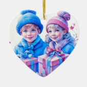 kleine kinderen kerst gepersonaliseerd keramisch ornament (Voorkant)
