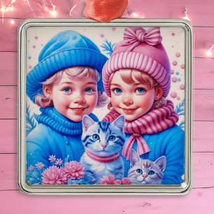  kleine kinderen kerst gepersonaliseerd metalen ornament