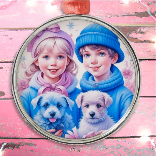 kleine kinderen kerst gepersonaliseerd metalen ornament