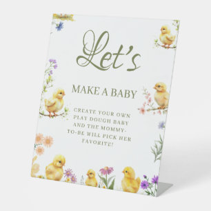 Kleine kip maak een Baby Baby shower Spelbord Reclamebord Met Voetstuk