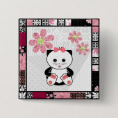 Kleine kitten vierkante button 5,1 cm (Voorkant)