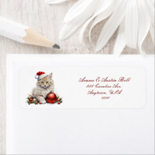 Kleine Kittens gekleed voor Kerstmis Etiket